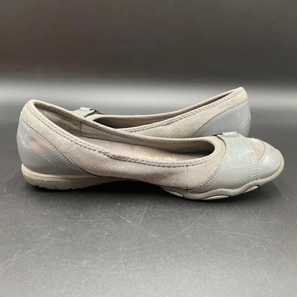 Skechers Gray Front Strap Hook Loop Ballet Flats Women’s Size 6.5